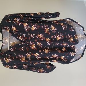 Black floral blouse